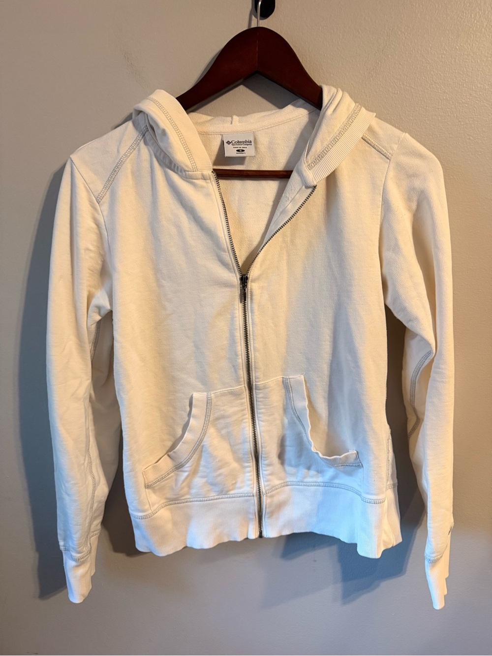 Vintage Columbia White Full-Zip Hoodie jacket cotton